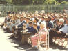 The crowd watches the speakers during the dedication.